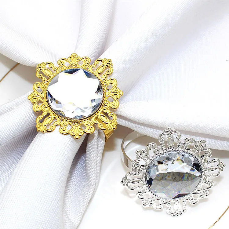 Exquisite Table Accessories Luxury Rhinestone Napkin Holder Crown Napkin Ring for Wedding Serviette Decoration