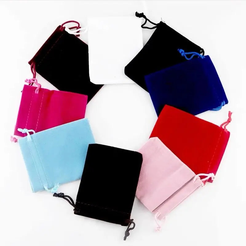 Mixed Color 7cm X 9xm Jewelry Package Bag Custom Logo Little Velvet Drawstring Pouches Soft and Smooth Black Jewelry Bags