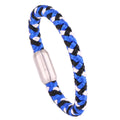 Custom Logo Stylish Mixed-color Braided Cord Bracelet Unisex Stainless Steel Magnet Rope Jewelry Trendy Gift Wholesale