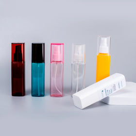 80ml Square PET Plastic Cosmetic Packaging Customized Color Mix Colorful Perfume Skin Care Serum Lotion Spray Pump Bottles Big