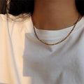 Titanium Steel Stainless Steel Jewelry IP Plating Link Chain 14K  Gold Color 4mm Wide Figaro Chain Chain Necklace