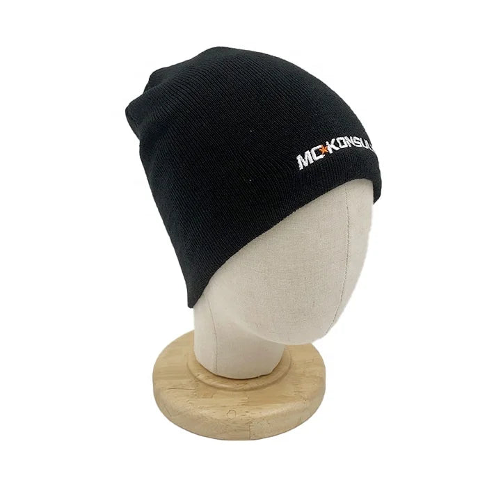 Wholesale Custom Embroidery Logo Solid Color Warm Winter Beanie Knit Hat