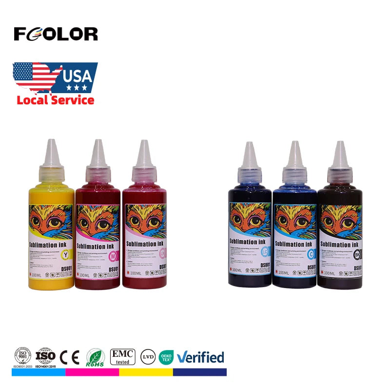 FCOLOR Best Color Heat Transfer Sublimation Ink for Epson EcoTank L3110 L3150 L1300 L382 L805 L1800