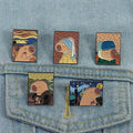 Funny Capybara Oil Painting Brooch Enamel Pins for Bags Jacket Lapel Badge Fashion Jewelry Gifts for Friends