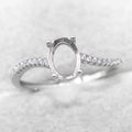 Sterling Silver 5*7/6*8mm Semi Mount Ring Empty Frame Blank Setting Support S925 Base Holder Without Center Stone for DIY Inlay