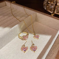DAIHE High Quality Non Tarnish Fashion Jewelry Pink Heart Zircon Jewelry Sets for Women