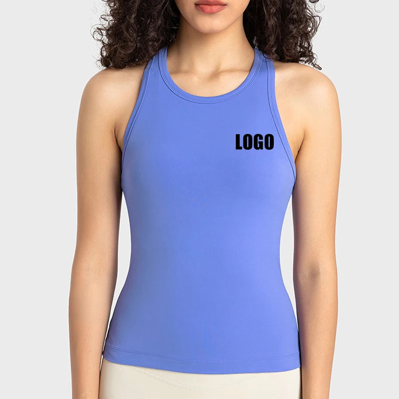 New Sportswear Fashion Quick Dry Racer Back Anti-bacterial Spandex Custom Logo Fit Activewear Workout Yoga Tank Top for Women