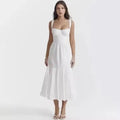 Holiday Wholesale 2025 White Elegant Party Dresses Casual Linen-cotton Blend Long Dresses Women's Summer Dress