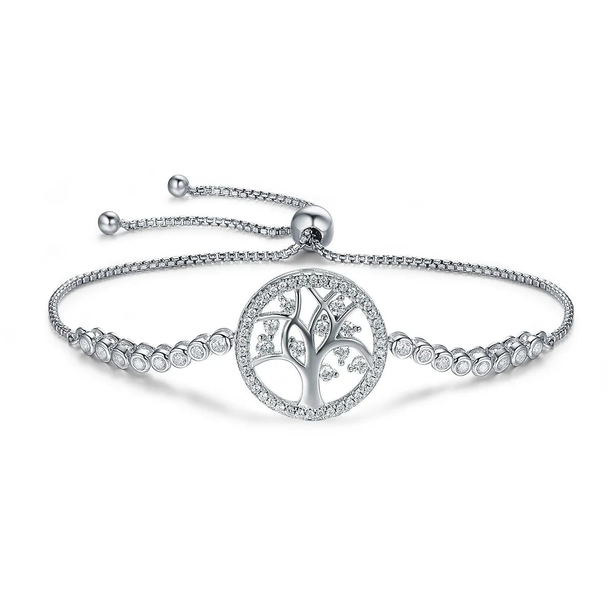 Hot Sale 100% 925 Sterling Silver Tree of Life Tennis Bracelet Women Adjustable Link Chain Bracelet Silver Jewelry SCB035