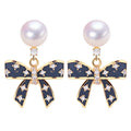 2024 New 18K Gold Plated Bow Pearl Stud Earrings S925 Silver Ear Needle Women's Pearl Jewelry