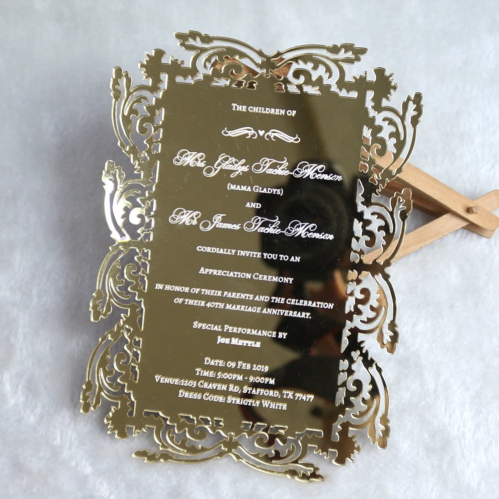 Hot Sale Design Luxury Laser Cut Acrylic Wedding Invitation Bridal Shower Party Invites