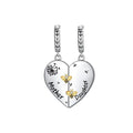 Wholesale Jewellery 925 Sterling Silver Charms Mother Daughter 1 Pair Heart Puzzle Bees Charm Beads for Bracelet for Mother
