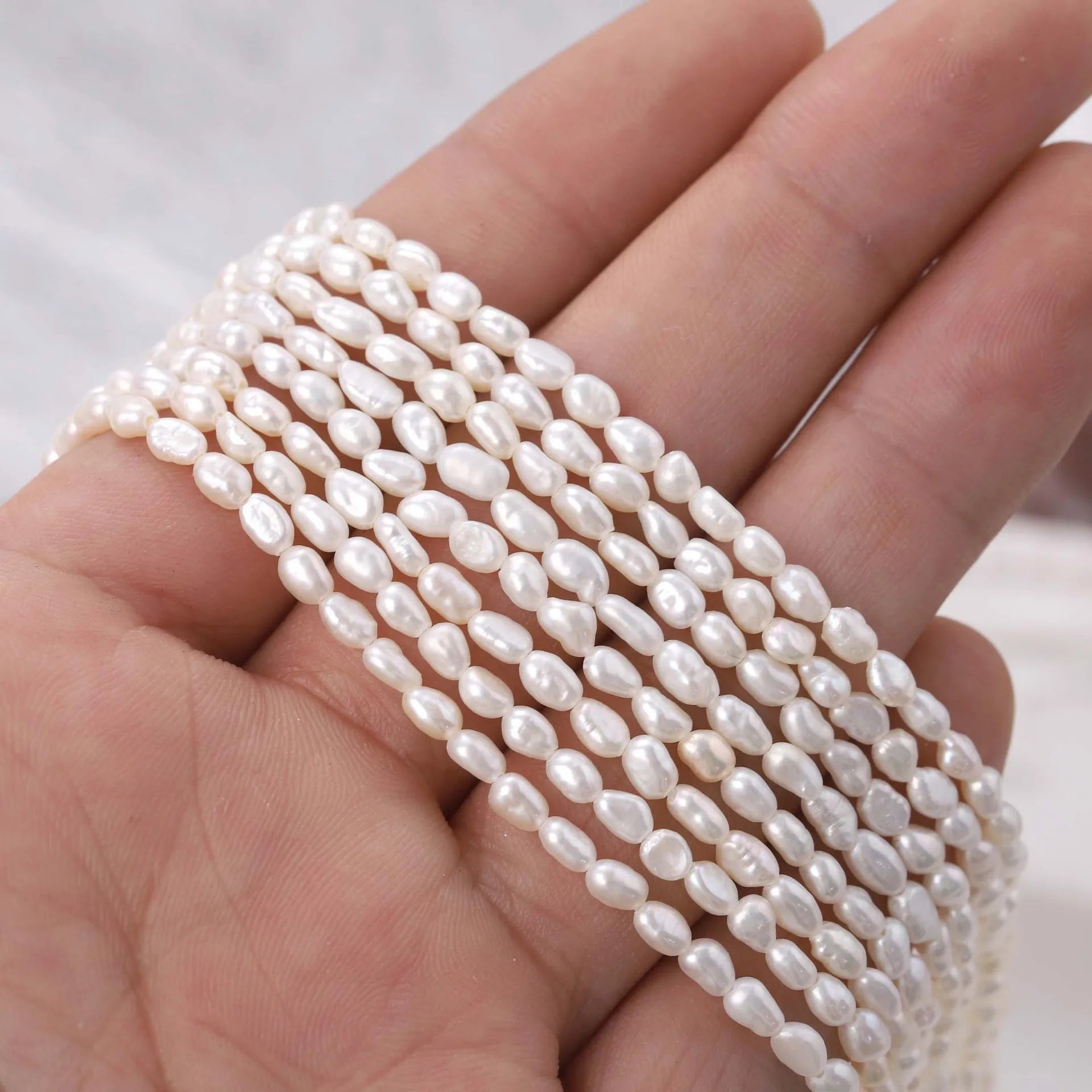 3-4mm Irregular Shape Baroque Pearl Beads Loose Strand Nature Freshwater Pearl for Jewelry Making Necklace Bracelet Earrings