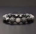 New Design Natural Stone Snowflake Obsidian Macrame Wrap Tibetan Mantra Om Mani Beaded Cord Adjustable Bracelet Women Men JBS124