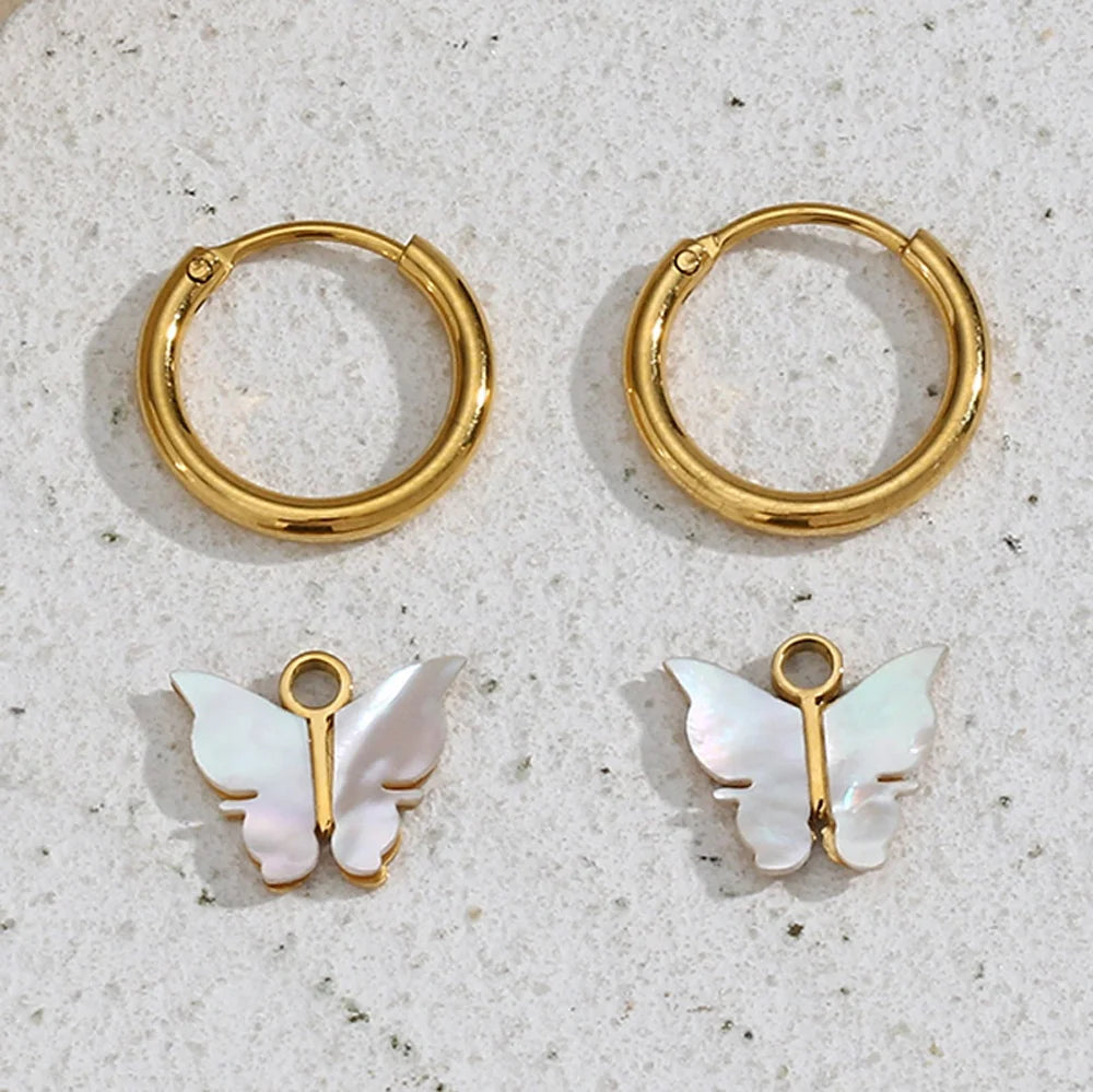 Butterfly Drop Earring Minalmalist White Shell Earrings Jewelry Accessories Butterfly Earring