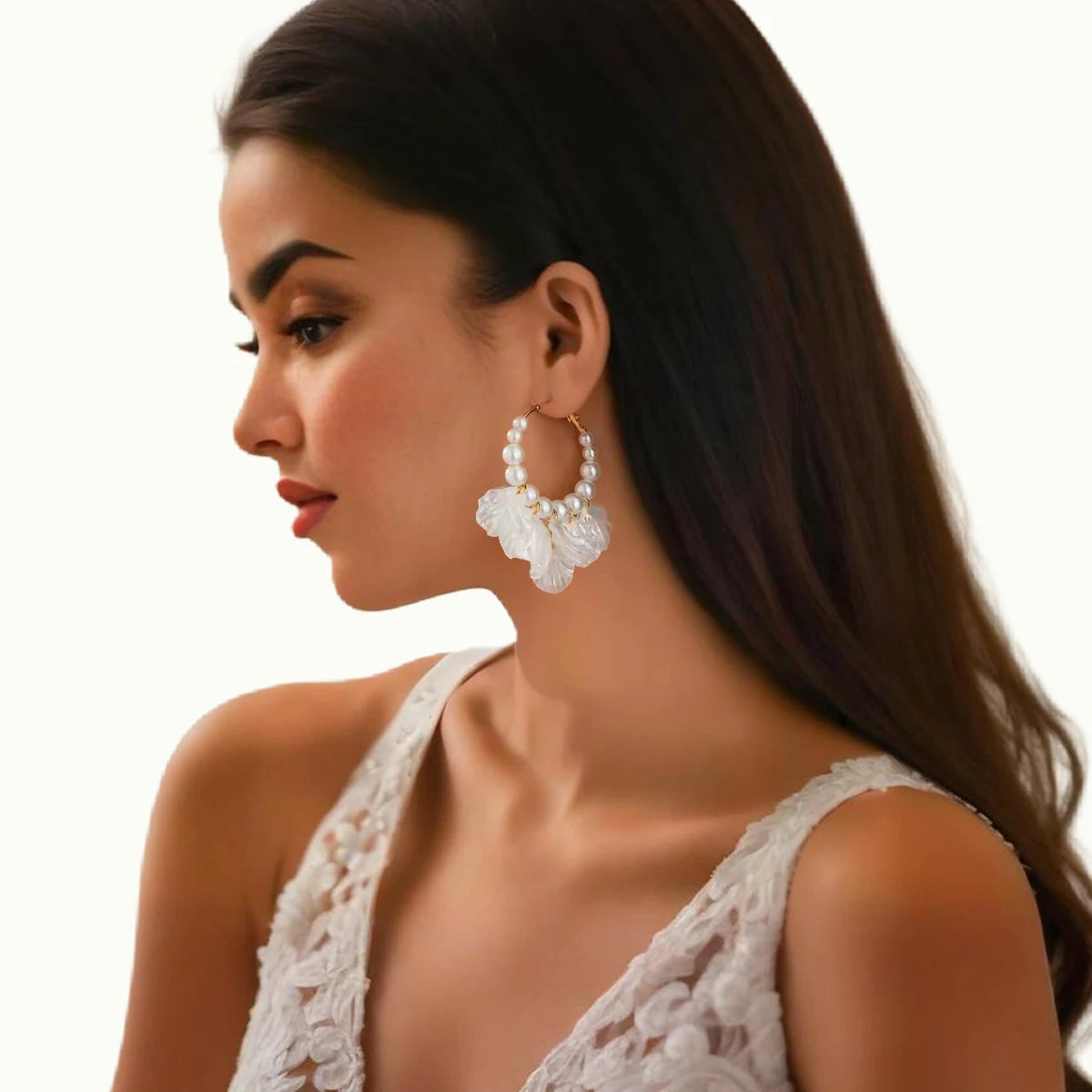 Fashion Designer Imitated Pearls Beads Hoop Earrings for Women Elegant Trendy Ladies Daily Ear Accessories 2025 Fashion Jewelry