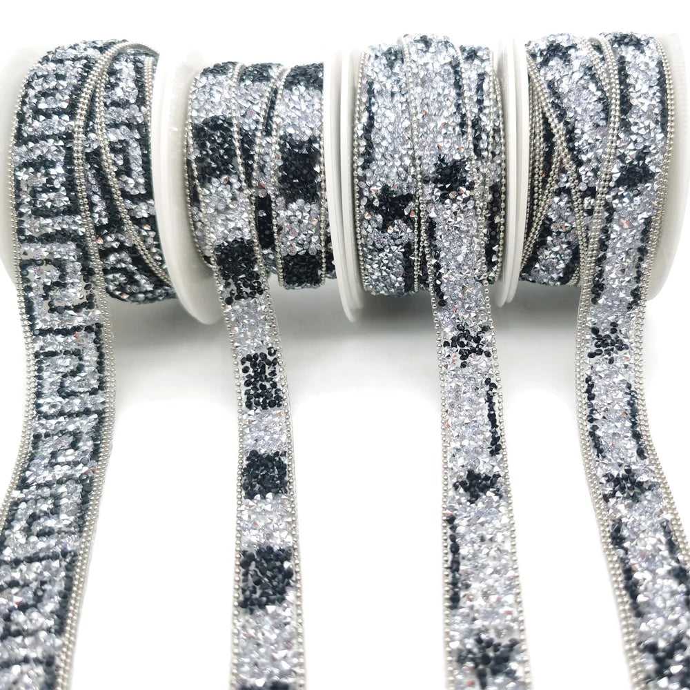 S270  Silver Color Iron Rhinestone Banding  Hot Fix Resin Rhinestone Trim  Clothing Accessories on Decoration Design