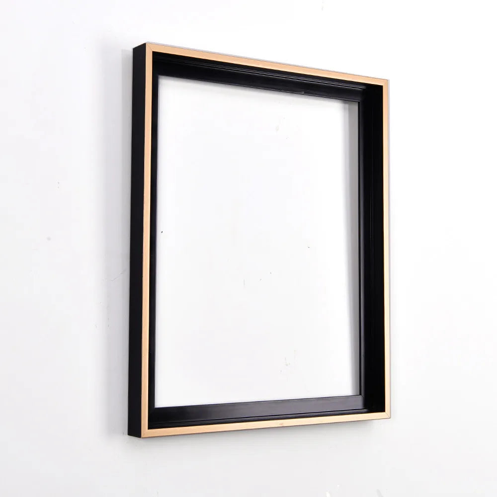 Custom Gold Eco-Friendly Modern Design Pine Wood Photo Moulding Floating Frame with Thermal Transfer Printing Low MOQ for Canvas