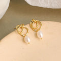 VIANRLA 925 Sterling Silver Pearl Drops Earrings Double Hoops Baroque Pearl Earrings