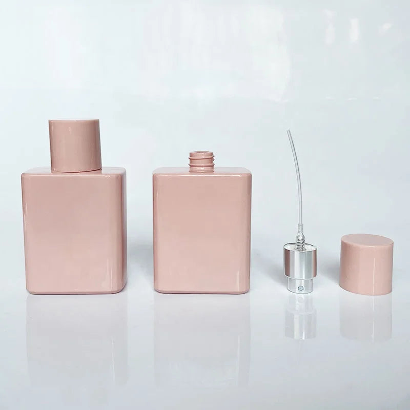 50ml Pink Flat Screw Cap Screen Printed Perfume Refill Bottle