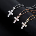 New Hot Selling 925 Silver Hip Hop Full Zircon Cross Pendant Retro Simple Style Necklace