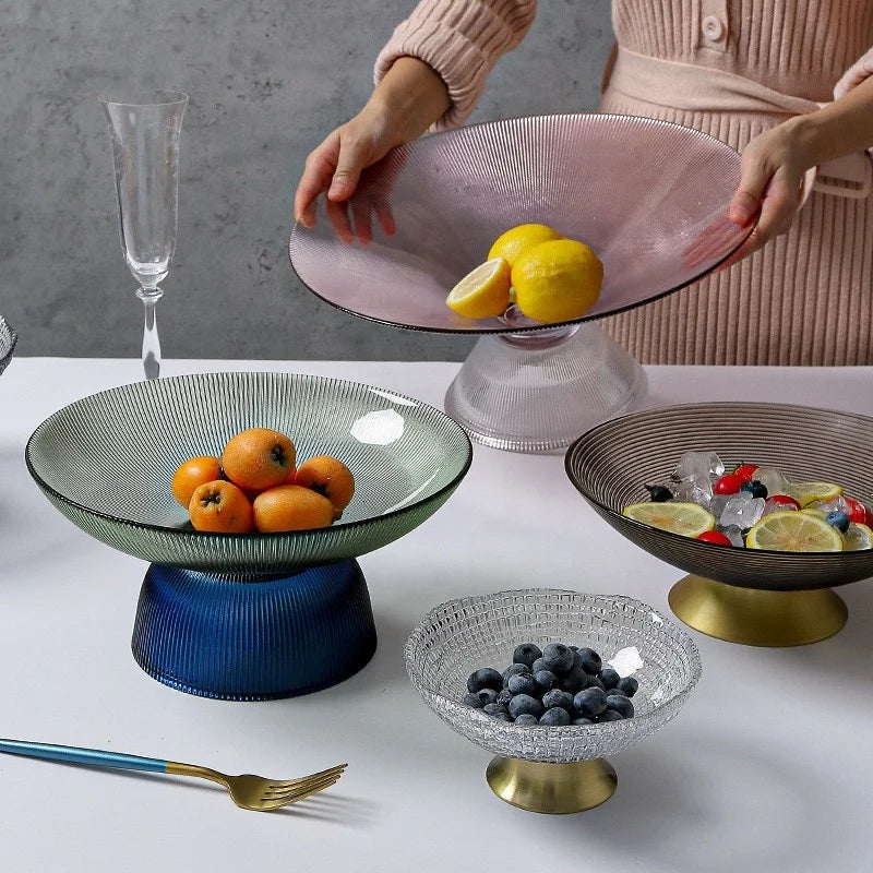 Wholesale Custom Tableware Modern Large Footed Glass Bowl for Serving Food