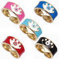 Hot Selling Enamel Adjustable Multi Color Turkish Evil Eyes Ring Gold Planted Customizable Pattern Eyes Ring Jewelry Wholesale