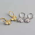 New Fashion S925 Sterling Silver Lovely Bee Pendant Dangle Hoop Earrings for Women YHE0143