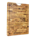 End Grain Teak Wood Cutting Boards with Juice Groove and Handles Kitchen Chopping Board Plastic Material Box Packing