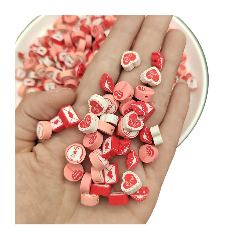 Valentine's Day Polymer Clay Beads Red Pink Color for Diy Jewelry Making Hand Made Craft Accessories