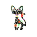 Cartoon Chinese Wind Cat Enamel Brooch Pin Colorful Abstract Animal Flowers for Lapel Backpack Badge Jewelry-for Gifts Parties