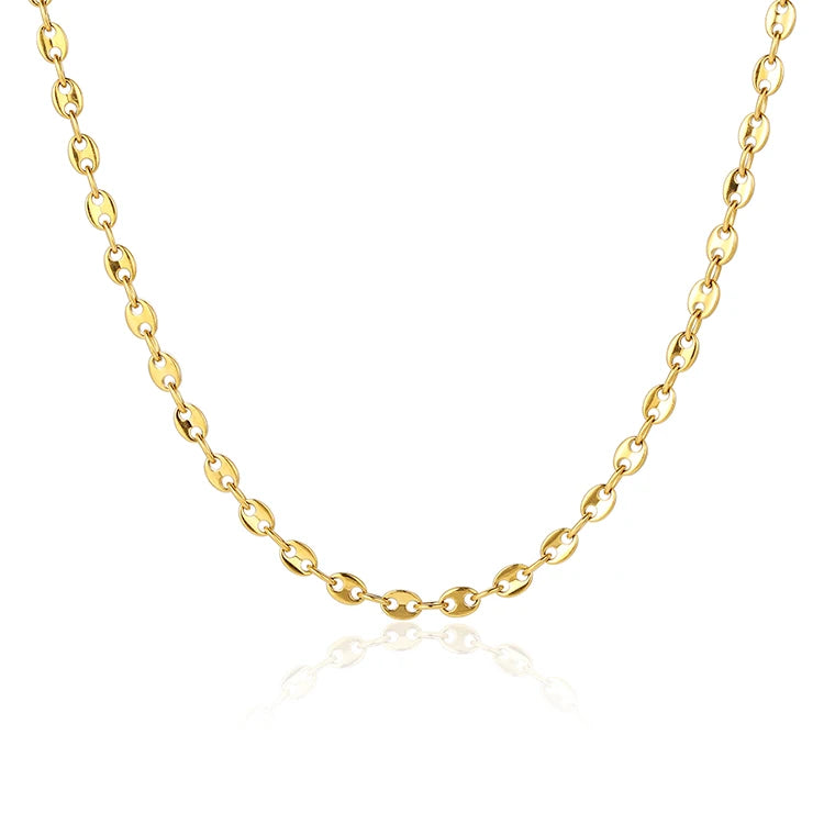 Trendy Dainty Jewelry Gold Plated Link Minimalist Bean Coffee Bean Chain Necklace
