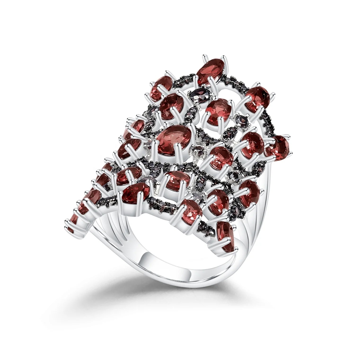W0317 Abiding Jewelry Multi Stone Natural Garnet Nano Smoky Gift Unique Design Special 925 Sterling Silver Ring for Women