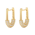 Milskye Wedding Fine Fashion Jewelry for Women Couple Set 925 Silver 14K Gold Zirconia Oval Huggie Hoop Earrings