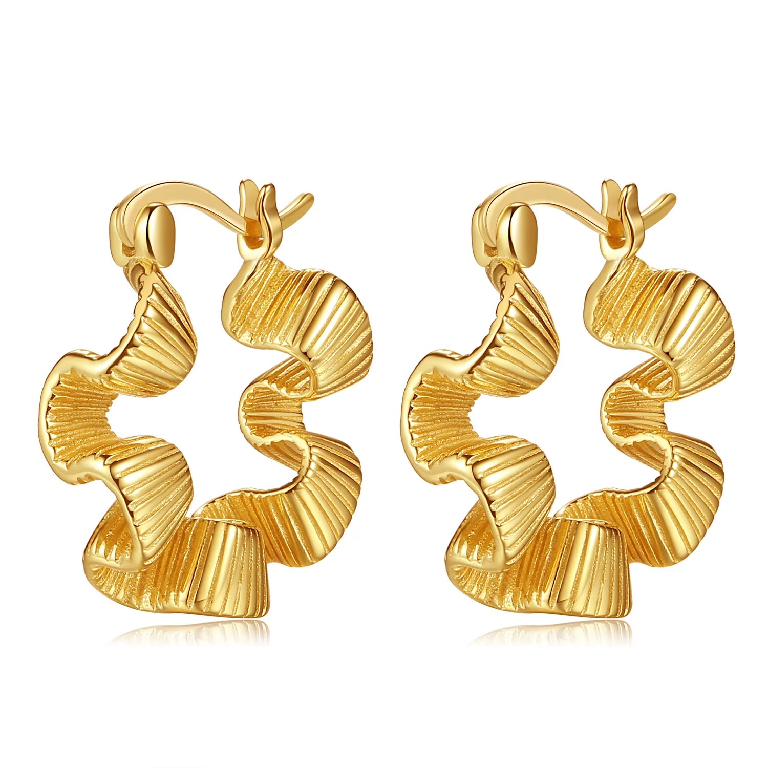 Minimalist Design 925 Sterling Silver 18K Gold Plated Twisted Hoop Huggie Earrings for Women