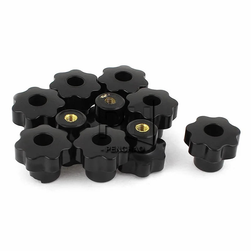 32mm Dia M6 Thread Screw on Type Star Head Clamping Knob Grip