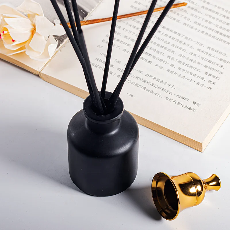Reed Diffuser Glass Bottle 50ml Matt Black Color Empty Glass Reed Diffuser Luxury Home Fragrance Diffuse Bottle