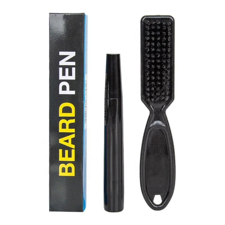 Professional Beard Shaping Styling Tool Long Lasting Waterproof Men Beard Brush Grooming Kit Black Brown Beard Filler Color Pen