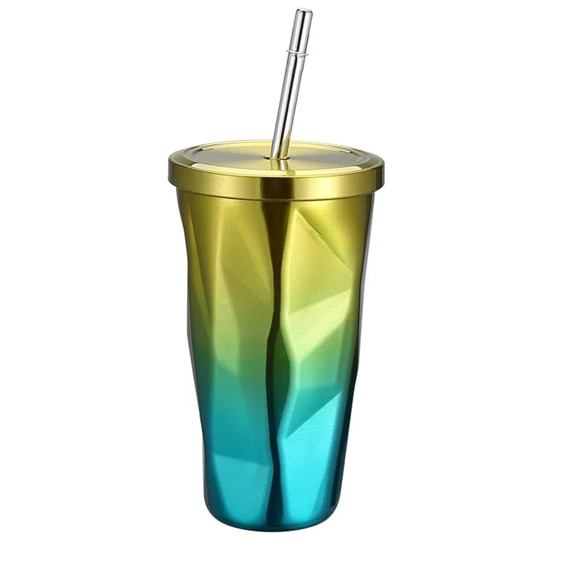 Wholesale Custom 500ml 304 Inside 201 Outside Food Grade Pp Material Tumbler Cups Acrylic Cups With Lids and Straws