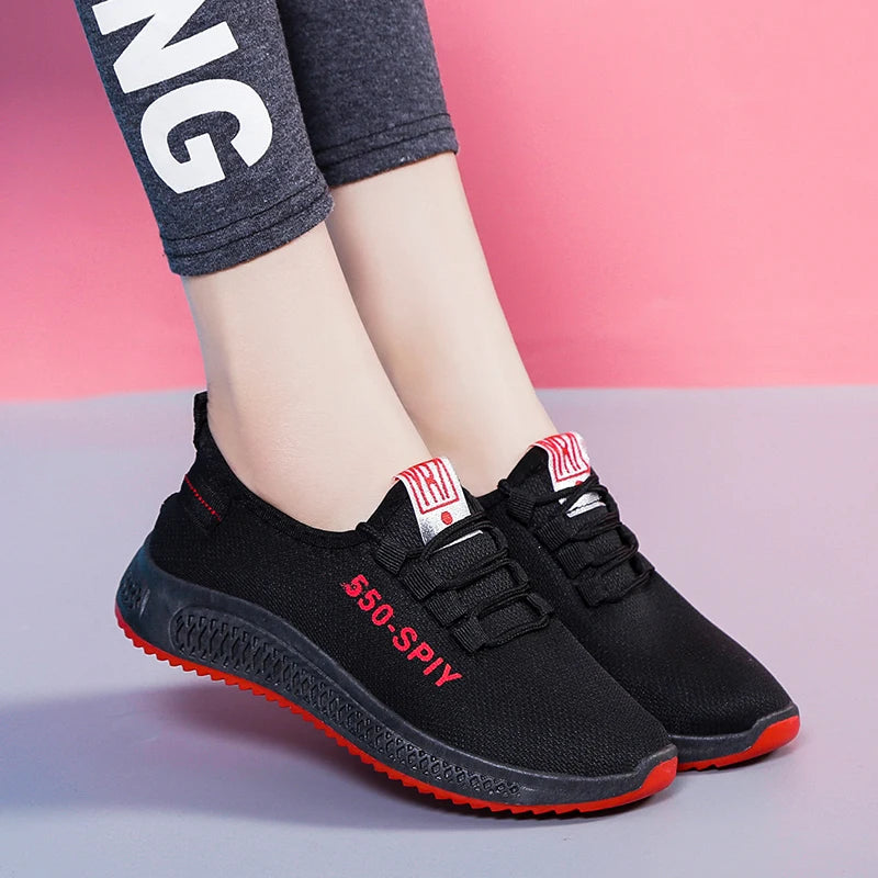 Hongyan Women's Shoes Breathable Mesh Surface Casual Sports Shoes Light Running Shoes