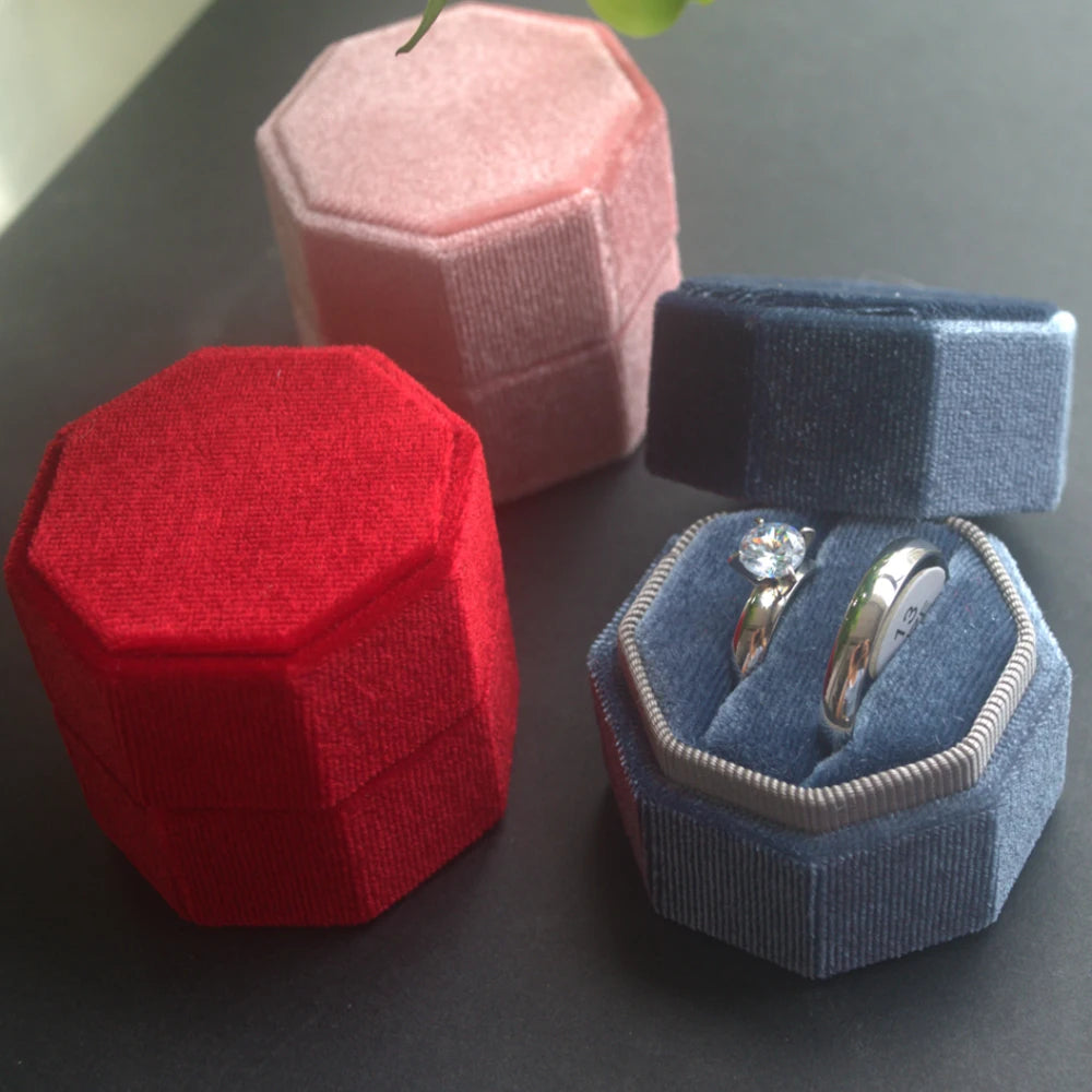 Luxury High End Creative Couple Single or Double Rings Box Velvet Wedding Engagement Boxes Can Pack 2 Rings for Ceremony