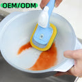 Hot Sale CQT Brand Blue Plastic Kitchen Cleaning Brush Set Multifunctional Long Dish Brush Handle Sponge Bristles Soap Dispenser
