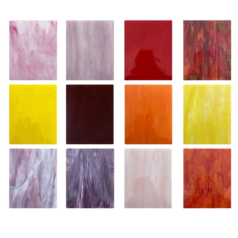 Buenoarte 10x15cm 3mm Thick Traditional Classic Opal Stained Glass Sheet Water Resistant Variety Color Tiffany Mosaic Room DIY