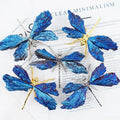 Crystal Handmade Crafts Silver Body Aura Tourmaline Blue Feather Dragonfly for Home Decoration