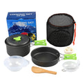 Outdoor Travel Hiking Picnic Cookware Pan Pot Bowl Spoon Fork Utensils Camping Tableware Sets Cooking Pot