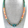 Graduated Spiny Oyster with Turquoise Beads Necklace Orange and White Spiny