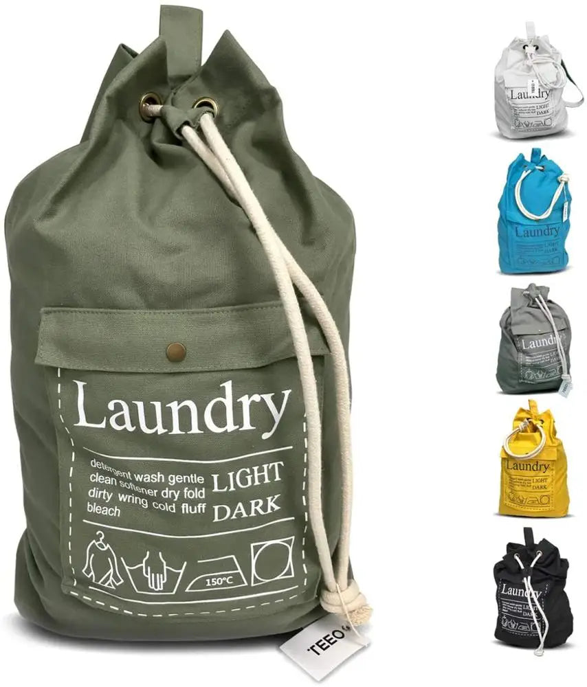 Large Reusable Home Dorm and Camp Laundry Hamper Bag Laundry Bag Backpack  with Strap