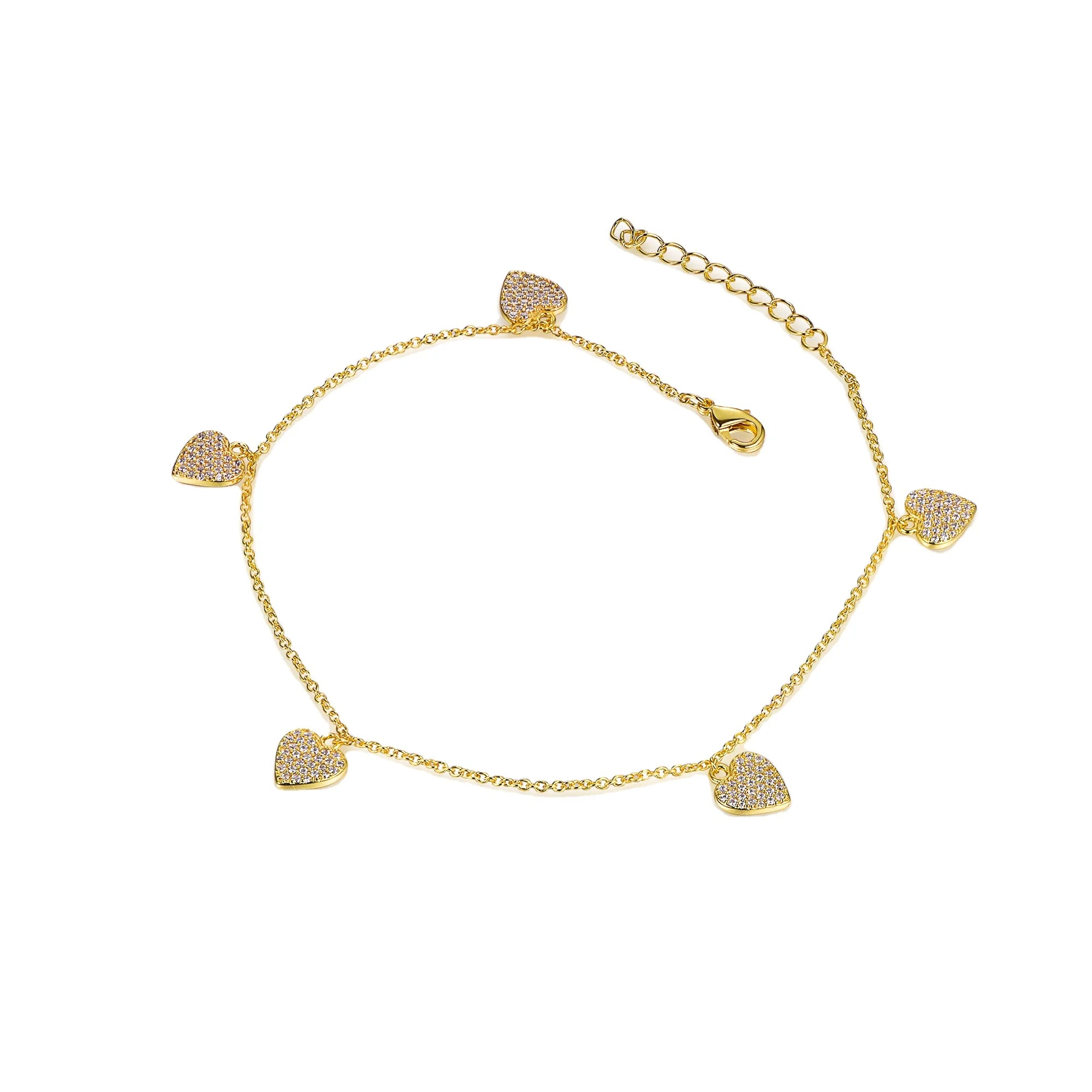 Fashion 925 Heart Shaped Zircon Pendant Tennis Bracelet for Women 925 Silver Rhodium & Gold Plated Jewelry As a Gift