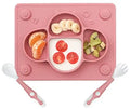 Wholesale Bpa Free Baby Mat Feeder Cup Eco Kids Divider Spoon Silicon Dishes Feeding Set for Baby Suction Bowl Silicone Plate