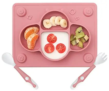 Wholesale Bpa Free Baby Mat Feeder Cup Eco Kids Divider Spoon Silicon Dishes Feeding Set for Baby Suction Bowl Silicone Plate